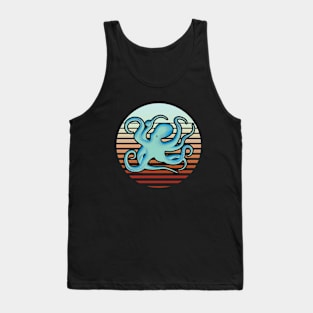 Blue Retro Octopus Graphic Design Tank Top